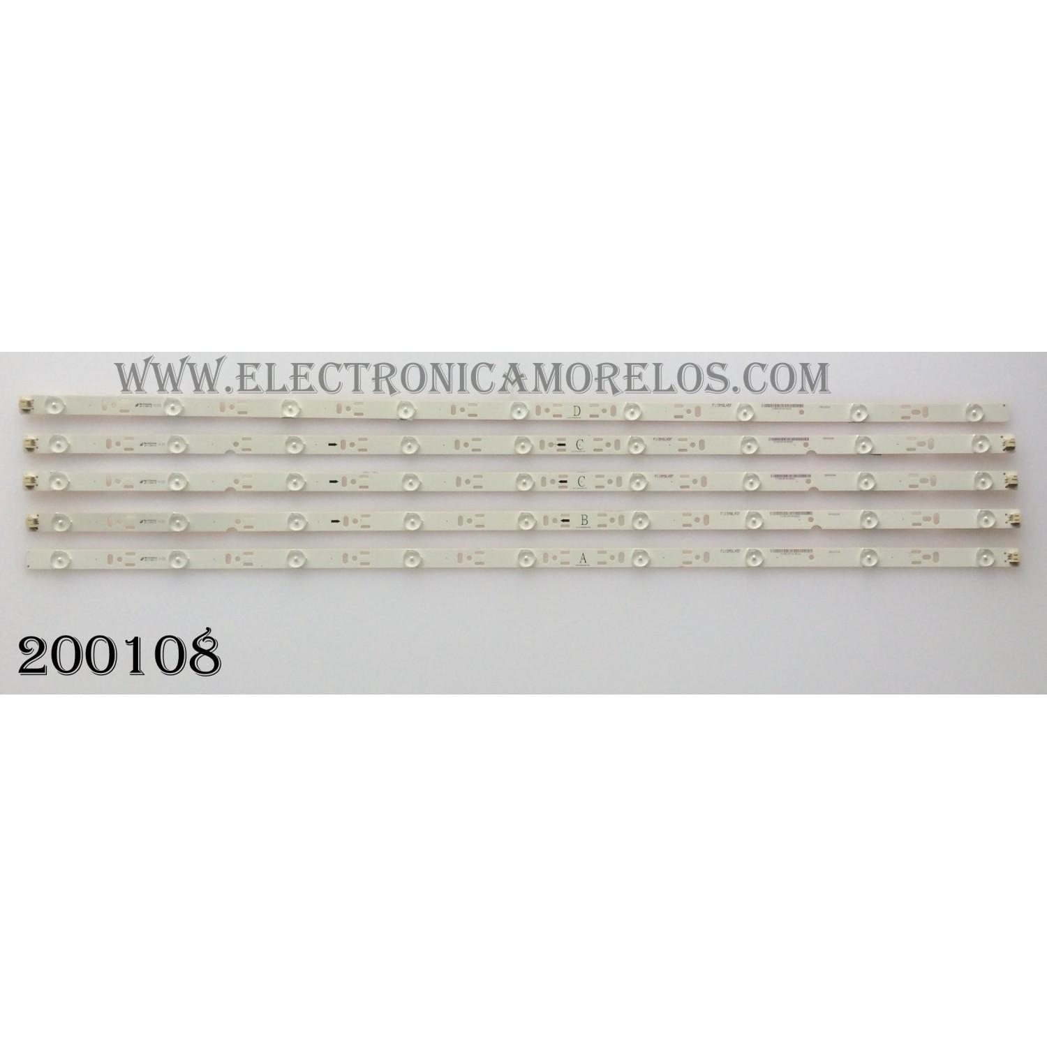 KIT DE LED'S PARA TV (5 PIEZAS) / JVC / F110M9L45J / IC-A-VZAA42D419A / IC-B-VZAA42D419B / IC-B-VZAA42D419C / IC-A-VZAA42D419D / PANEL T420HVN06.0 / MODELO EM42FTR